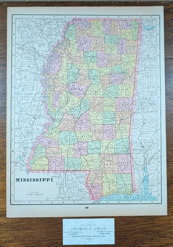 Mappa vintage 1895 mississippi - vintage,