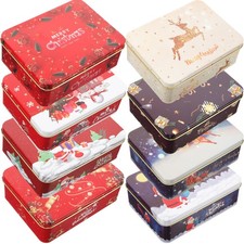  8 Pcs Party Gifts Container Scatole Natalizie Coperchio Biscotti Latta Di