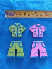 x2 GOMME GOMMINE da COLLEZIONE Vintage ERASER Anni '80 Rare PIGIAMA DIVISA ABITO