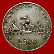 500 Lire 1957 Caravelle BANDIERE CONTROVENTO Prova errore di Conio Riproduzione