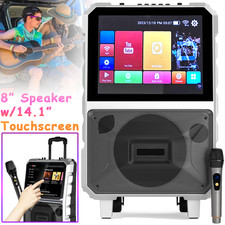 Macchina Karaoke Portatile 8 Pollici Bluetooth Sistema di Altoparlanti per Feste con Microfono Wireless