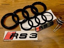 Set badge Audi RS3 8P 8V nero lucido anelli anteriori posteriori griglia stemma stivale