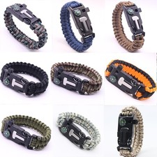 20 pezzi 5 in uno bussola selce bracciale fuga sopravvivenza mano corda sopravvivenza fischio sopravvivenza