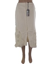 Cristina Gavioli Gonna Longuette Al Ginocchio 42 W28 M Medium Destroyed Bianco