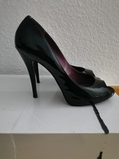 Tacco alto plateau bufalo peep toe pelle verniciata