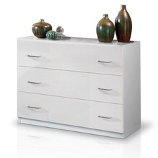 MF Comò Cassettiera Mary 3 Cassetti Bianco Laccato Lucido, 100 x 77 x 44 cm