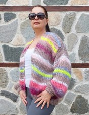 Cardigan donna mohair maglia a