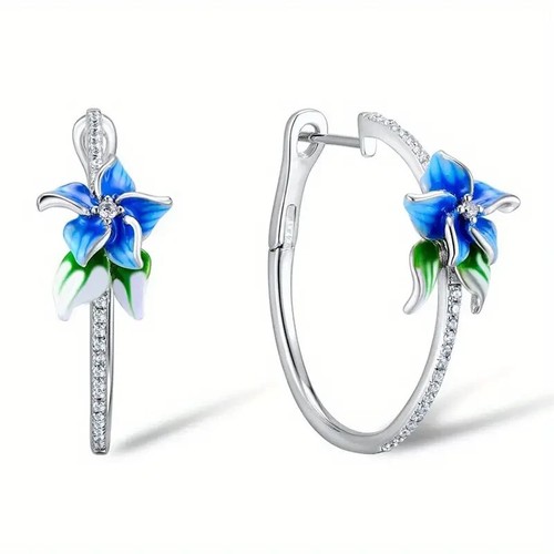 Orecchini cerchio fiore - orecchini,