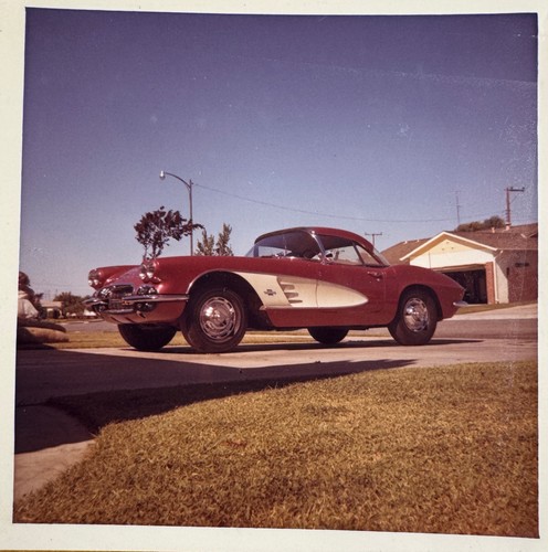 1961 red chevy corvette - chevy,