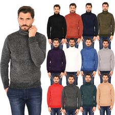 Maglione Uomo Collo Alto Ciniglia Dolcevita Invernale Pesante Pullover Slim Fit