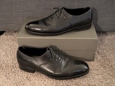 John Lobb Toe Cap Oxford nero taglia 10,5E US England quarter brogue spedizione gratuita 