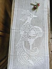 Striscia Runner Centro Uncinetto Filet Cotone Color Beige Tenda