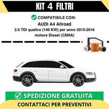 Kit 4 Filtri Tagliando per AUDI A4 Allroad 2.0 TDI quattro 140 kw Diesel 2013...