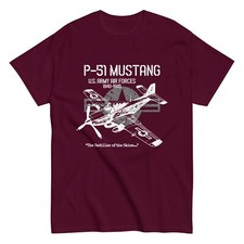 T-Shirt P-51 Mustang USAF - Maglietta grafica aereo da combattimento WW2 per appassionati di aviazione