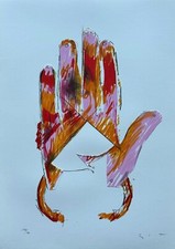 Simbolismo Mario Schifano Opera SERIGRAFIA su Carta Numerata Dipinto 50x70