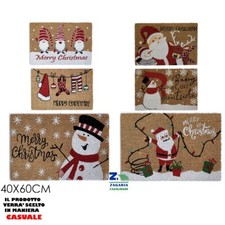 TAPPETO PER INGRESSO NATALIZIO RETT. IN COCCO CM 40X60 DECORATO ART. 91211