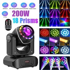 Faretto spot led 200W testa mobile luce palcoscenico 18 prisma 10 gobo DMX discoteca festa