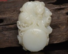 2.92''  Ancient China Natural jade Hetian Yulong