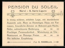 Cartolina Rappresentante Nervi - S. Ilario Ligure, Pensione Du Soleil, Prop. G. Ramella 