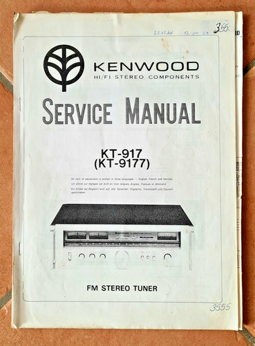 Kenwood 917 manuale di - kenwood, kt-917