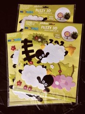 3 Decorazioni Murali Feltro Pecore Fiori Adesivi Attacca Stacca Camera Bambini