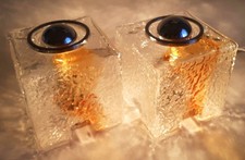 TONI ZUCCHERI VEART RARE PAIR GLASS CUBE LAMP no mazzega venini leucos fidenza