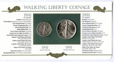 1941-D Passeggio Libertà Mezzo Dollaro 1991 American Eagle 1 OZ Argento Moneta