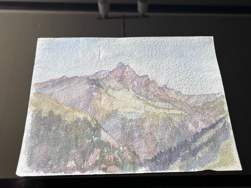 Antico acquerello paesaggio