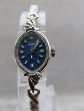 Orologio Vintage Donna Vulcain 17 Jewels Carica Manuale Quadrante Blu Cinturino Elastico FUNZIONANTE