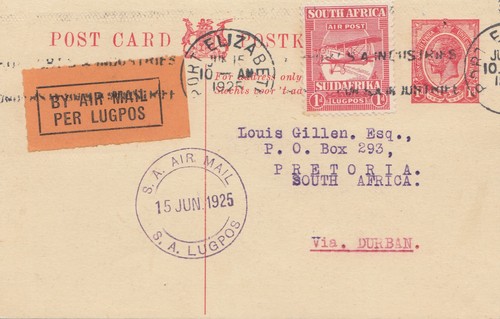 Sudafrica 1925 posta aerea - sudafrica, 1925: