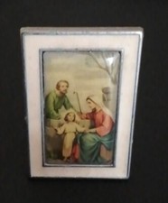 Portafoto vintage da tavolo in metallo Sacra Famiglia (Giov20)  Come da foto