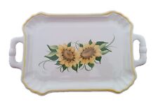 VASSOIO IN CERAMICA DECORATO A MANO GIRASOLE  38x24,5 cm MADE IN ITALY TRAY