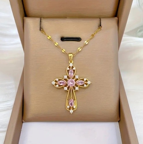 Collana croce placcata oro - , 18