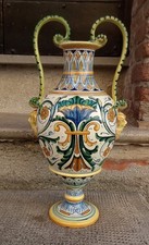 GRANDE VASO H: 48cm  MAIOLICA CERAMICA ANNI 20, FIRMATO IN BLU "GUBBIO" 