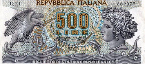 Italy 500 lire issue date - lire,