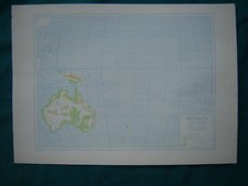 CARTINA TAVOLA GEOGRAFICA SCUOLA  OCEANIA MUTA ORIGINALE ANNI 50