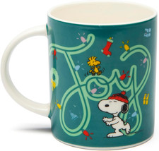 Peanuts Shiny & Bright Tazza Mug Natalizia in Porcellana New Bone China, Verde E