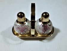 SALE E PEPE IN OTTONE AMPOLLE IN VETRO DECORATO VINTAGE 