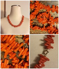 Collana CORALLO FINTO❗️girocollo ROSSO ? ARANCIONE 62 cm VINTAGE❗perline RETRÒ❗