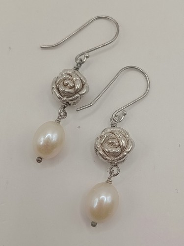 Orecchini vintage argento rosa