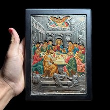 Cadre Religieux & En Argent Massif 950‰ & La Ultima Cena 