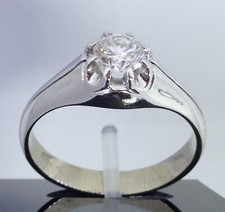 SOLITARIO UOMO ANELLO IN ORO BIANCO 18KT 750 CON DIAMANTE BRILLANTE 18 CT USATO