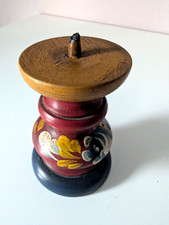 Portacandela in Legno tornito e dipinto a mano - 8 cm -  anni '70-'80
