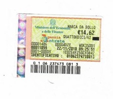 MARCA DA BOLLO €14,62 SU FRAMMENTO SENZA TIMBRO