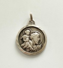 mamma stella antica grande medaglia religiosa San Cristoforo in argento