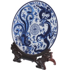  1 set di piatti decorativi in ​​ceramica con supporto, vassoio in porcellana