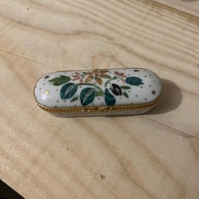 Antica Scatola Ceramica Portagioie Limoges Francia Decorata A Fiori