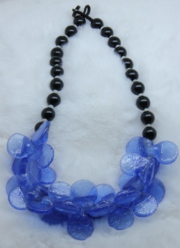 Collana artigianale vetro rosa - collana,