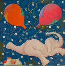 Francesconi Beppe Serigrafia arte figurativa bambini elefante palloncino casa