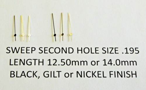 Sweep second hand hole size